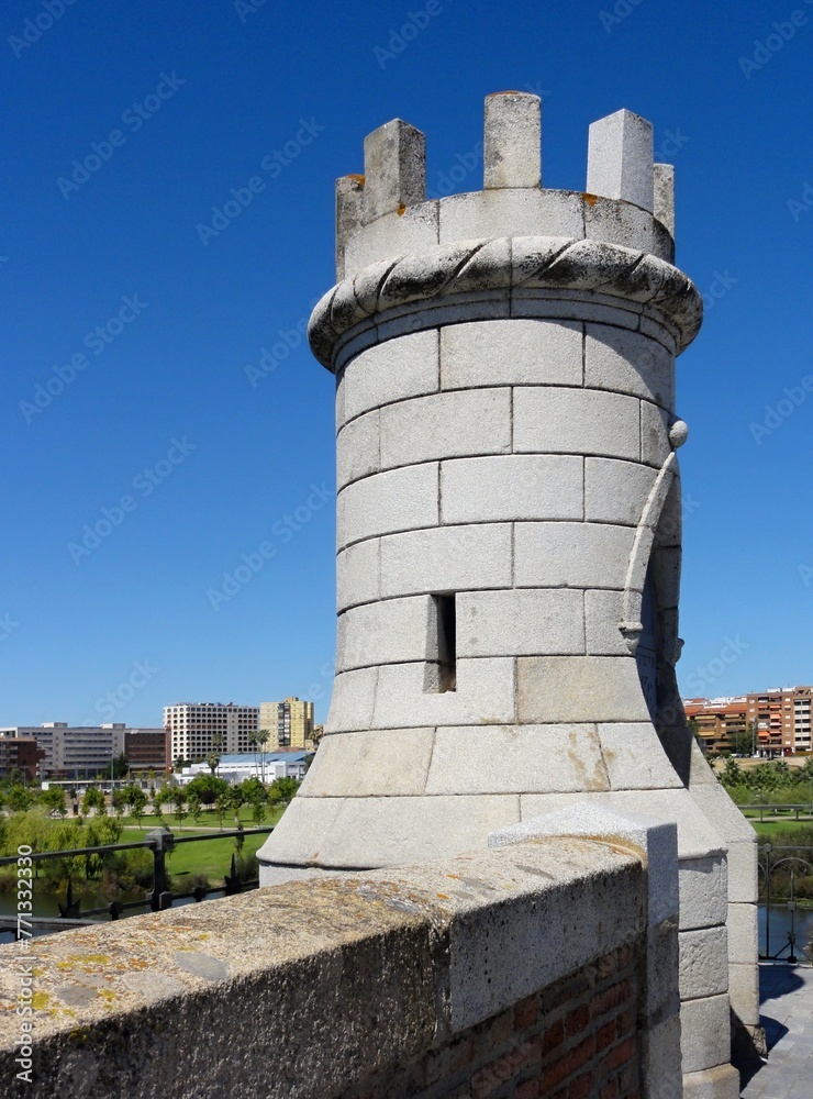 Tower of the Ponte de Palmas in Badajoz, Extremadura - Spain