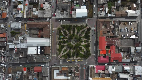 Top aerial view of the city of Machachi in the Mejía Canton, Pichincha Region, Ecuador. photo