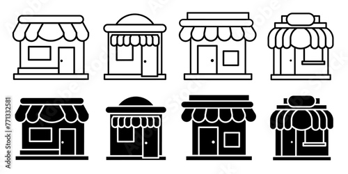 Store. Vector collection of store icon illustrations. Black icon design.