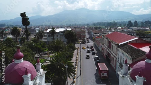 Aerial view of the Ecuadorian city of Machachi province of Pichincha