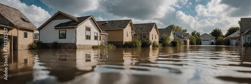 Homes and buildings flooded with water after a flood