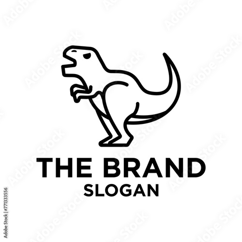 T-rex simple line icon logo vector design, modern logo pictogram design of tyrannosaurus head mascot