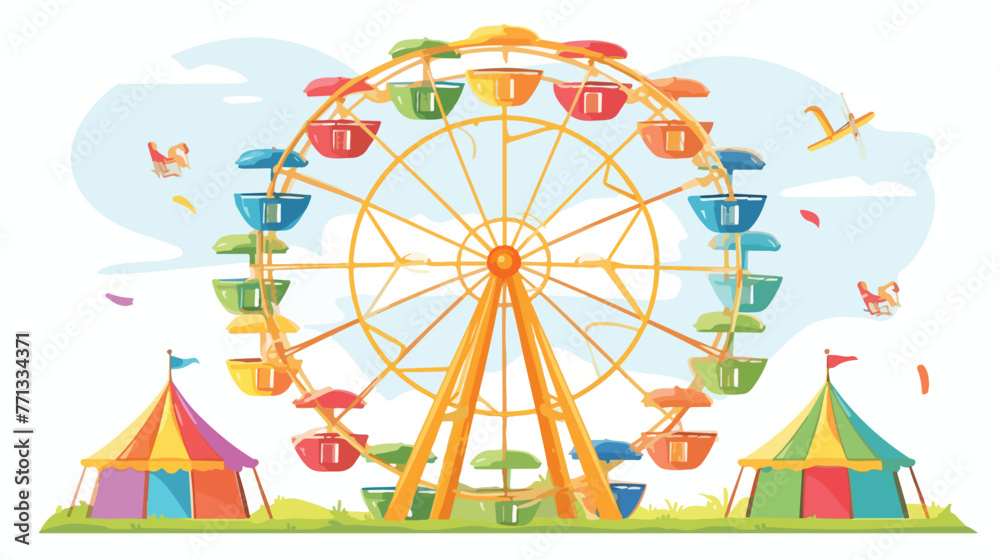 Cartoon Ferris Wheel isolated on white background