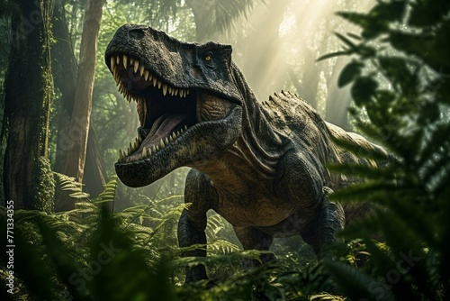 Tyrannosaurus Rex in prehistoric forest