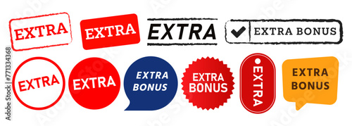 extra square circle stamp and speech bubble label sticker sign for special promotion offer