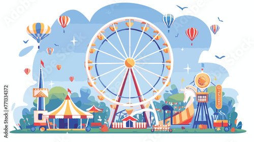 Cartoon Ferris Wheel isolated on white background