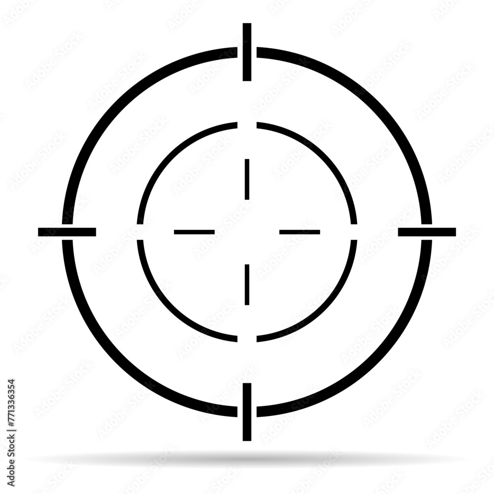 Crosshair army target shadow icon, hunting cross sign mark, graphic vector illustration