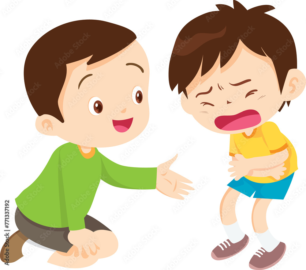 Comforting sad children with friend Comforting sad children with friend
