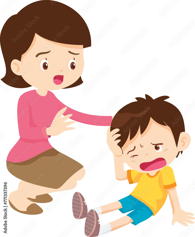 Comforting sad children with parent or teacher Comforting sad children with parent or teacher