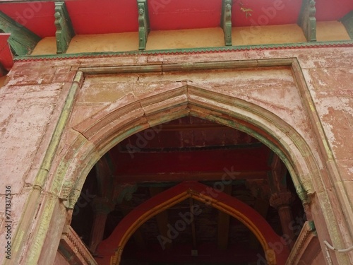 Ornate entrance gate of historic fort with impressive architecture, RAMNAGAR FORT, VARANASI  photo