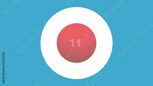 Number 11 eleven sign symbol animation motion graphics icon on blue circle white background,cartoon video number for video elements