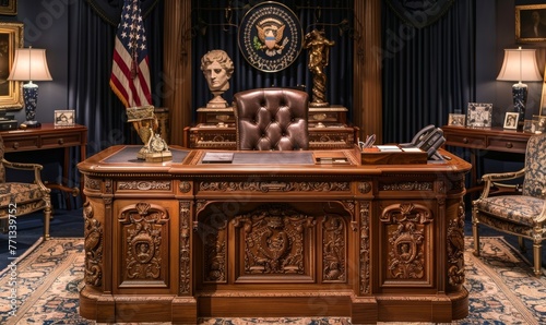 Secretary desk of the office of the president of the United States of America presidential room, Generative AI