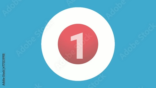 Number 1 one sign symbol animation motion graphics icon on blue circle white background,cartoon video number for video elements