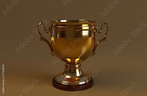 Cooking competition trophy style trophy Golden trophy, metallic luster, solid color background