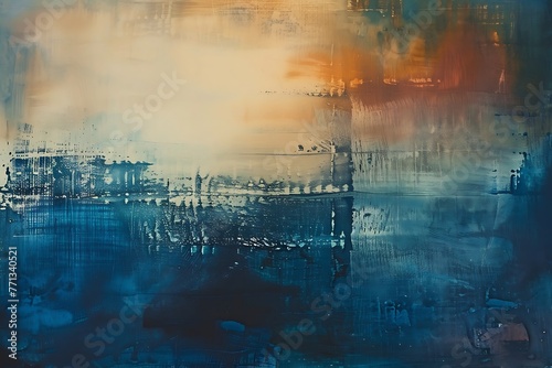 : An abstract artwork with a calming mix of cool and warm colors