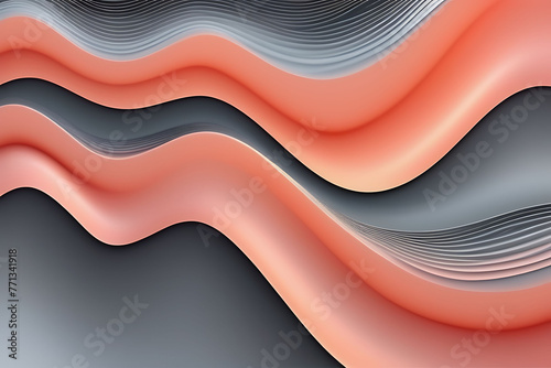 Orange and Grey Abstract Wave Background, Modern Aesthetic Smooth Curves Background