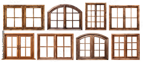 Set of wooden windows  cut out