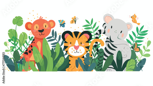 Cartoon wild animal in the jungle flat vector isolated © Mishab