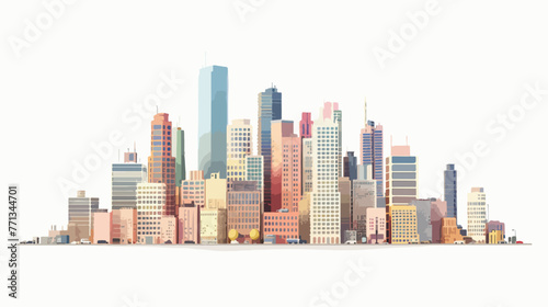 CG rendering of City flat vector isolated on white background