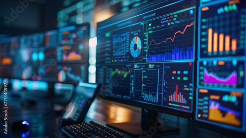Traders Monitoring Data for Financial Market Analysis. Traders intensely focused on screens analyzing real-time data for making informed decisions in the financial market.