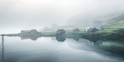 Foggy summer morning in a village Silent Reverie: Embracing the Fog on a Summer Morning