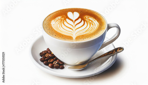 Filiżanki kawy latte odizolowywający na białym tle z ścinek ścieżką