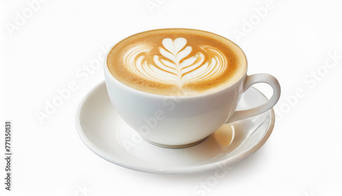 Filiżanki kawy latte odizolowywający na białym tle z ścinek ścieżką