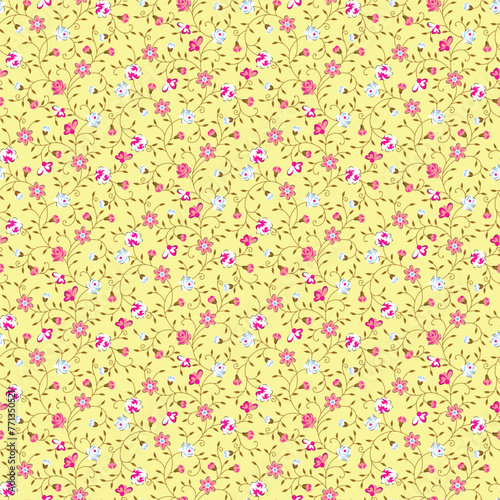 Small floral seamless pattern textile design vector illustration allover repeat background 