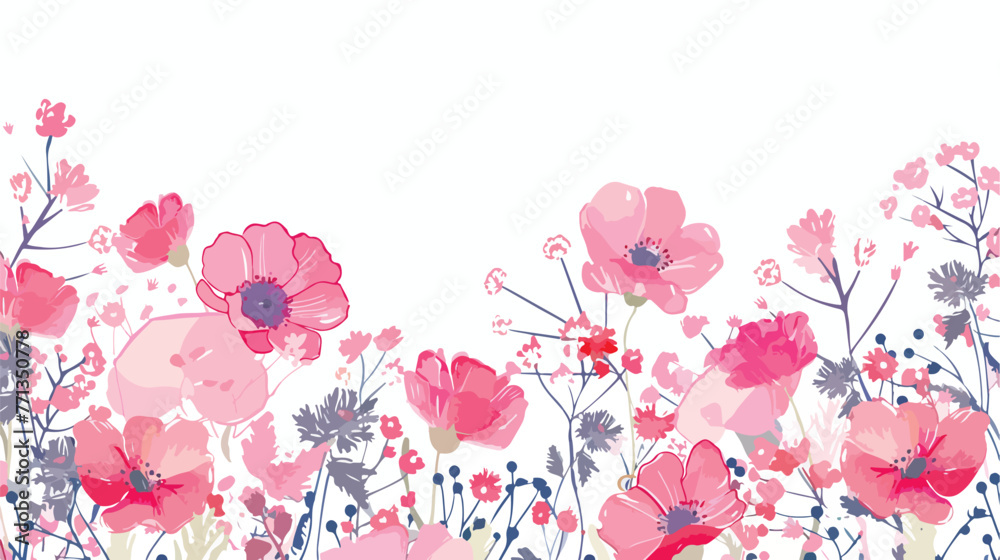 Floral border background - pink flower border flat vector