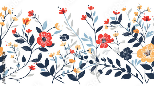Floral background with decorative branch. Vector illustration