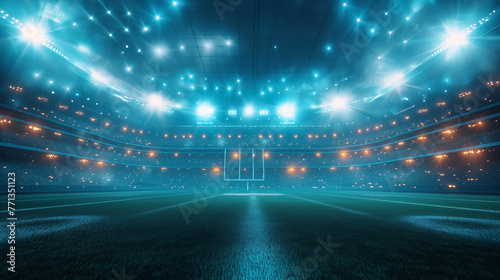 Football field with green grass and lights abstract football or football background illustration background advertising background advertising background 3d background photo