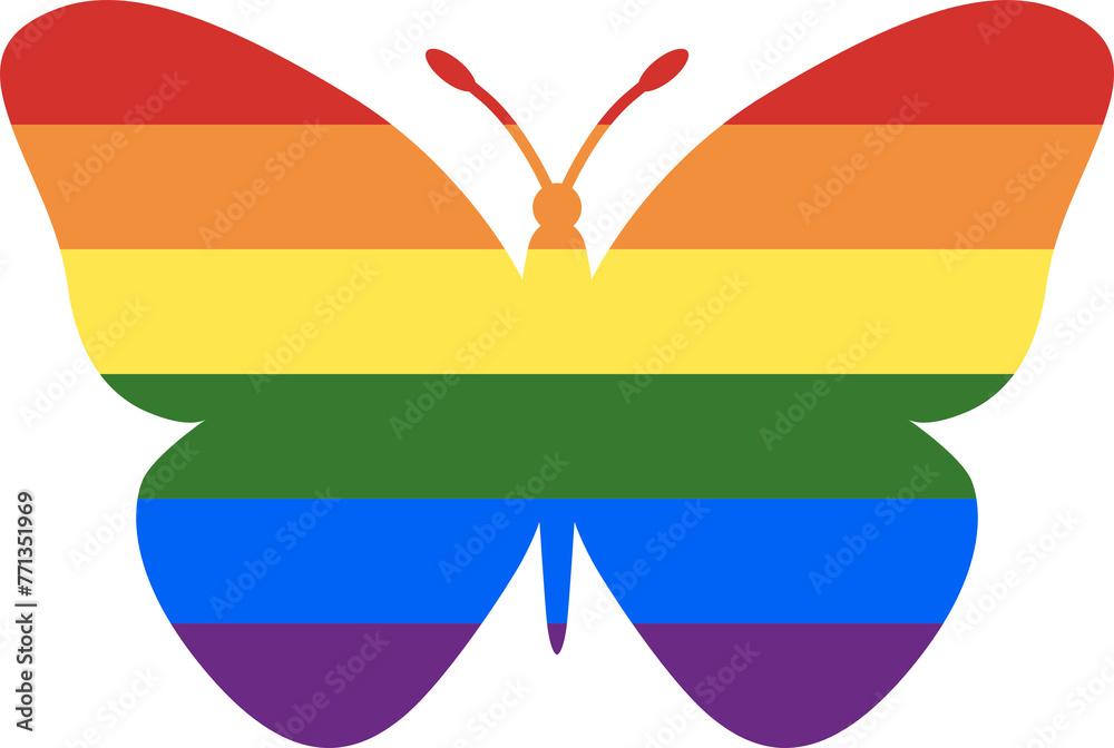 LGBT+ colors on butterfly shape isolated LGBT+ colors on butterfly shape isolated