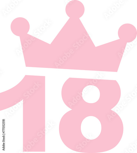 18th birthday party pink clip art icon isolated