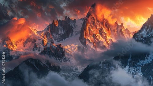 Mont Blanc, Chamonix, France ,Generative ai, 