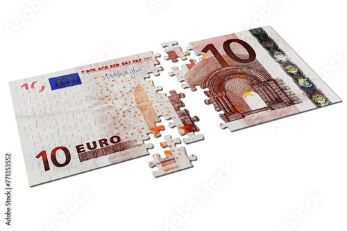 PNG. Trasparente. Puzzle  dieci  euro su sfondo trasparente. photo