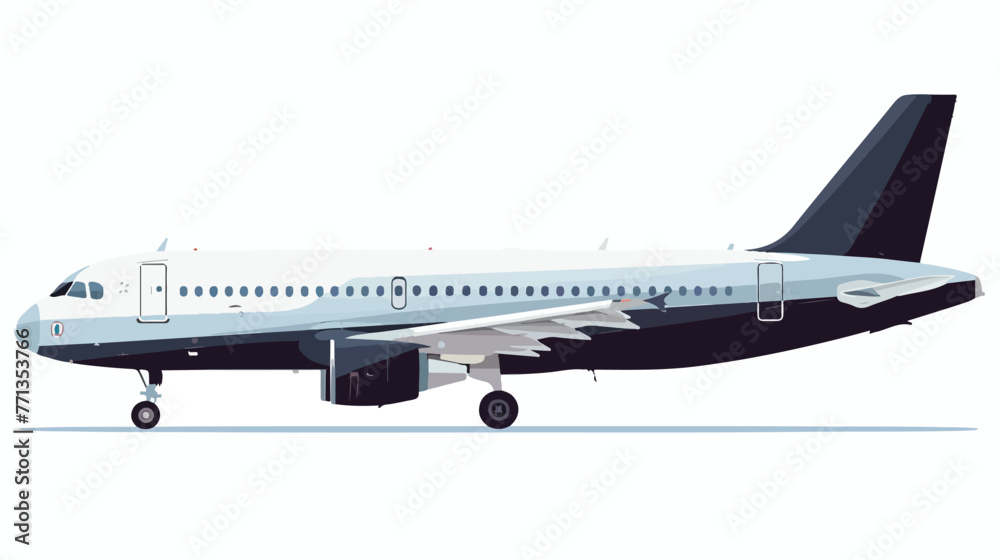 Illustration or silhouette of an airplane flat vector