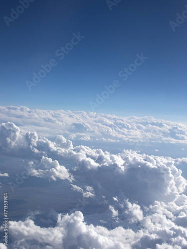 Background view of blue sky and white clouds from an aerial view © jing