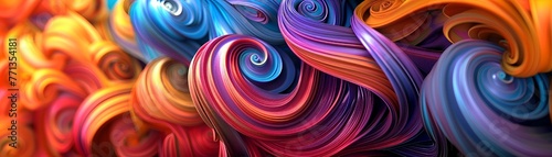 An abstract composition with vibrant colors and swirling patterns, leaving room for a banner ad copy space to convey a message of hope and inspiration , 3D render, no contrast, clean sharp focus