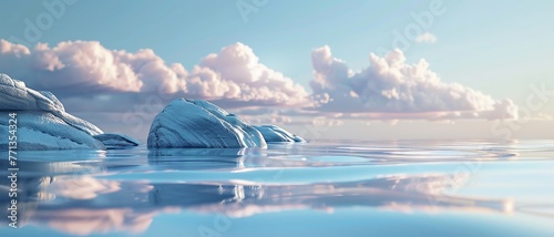 Capturing the calming essence of the sea in a digital artwork , 3D render, no contrast, clean sharp focus photo