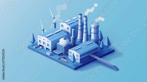 Isometric modern nuclear power plant or infographic element representing low poly nuclear power plant  reactor  thermal coal pollution  and nuclear power plant  vector graphics
