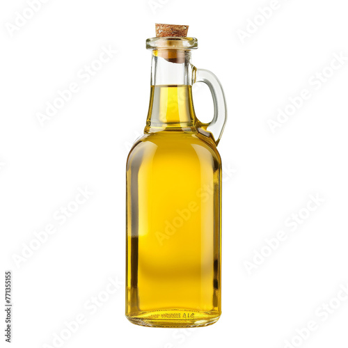 Olive oil in bottle isolated on transparent background