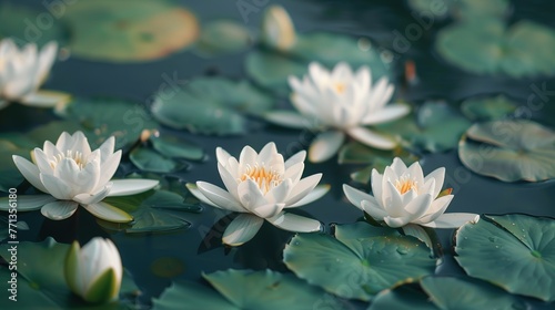 white water lilies blooming in natural habitat   Generative ai  