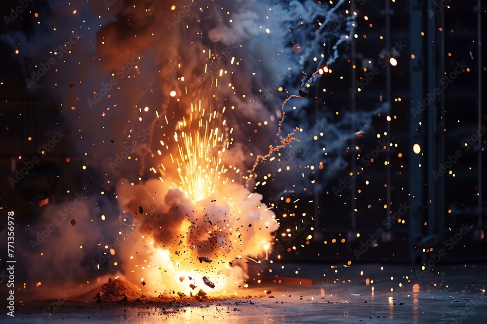 : The moment a firecracker explodes in slow motion - obrazy, fototapety, plakaty 