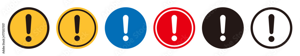 Set of round signs for caution, danger and warning Set of round signs for caution, danger and warning