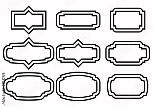 Hoja de iconos negros de marco elegante y vacío. 