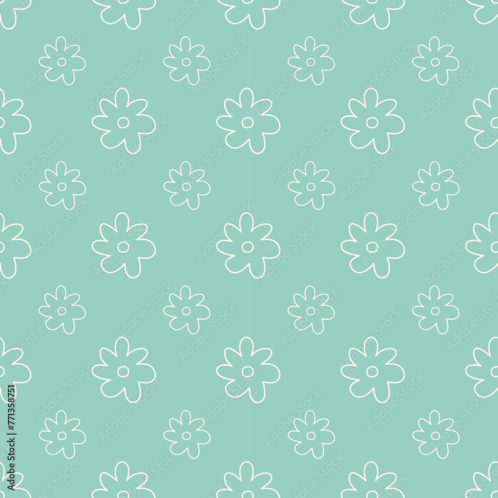 Vintage floral seamless pattern. Hand drawn flowers with seamless pattern vector.