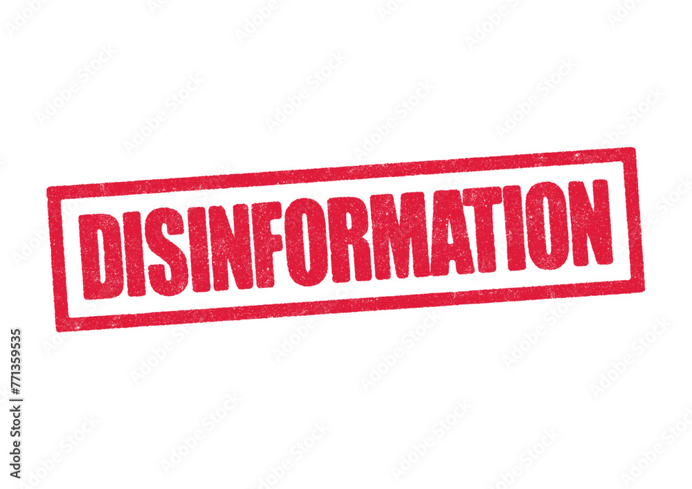 Vector illustration of the word Disinformation in red ink stamp Vector illustration of the word Disinformation in red ink stamp