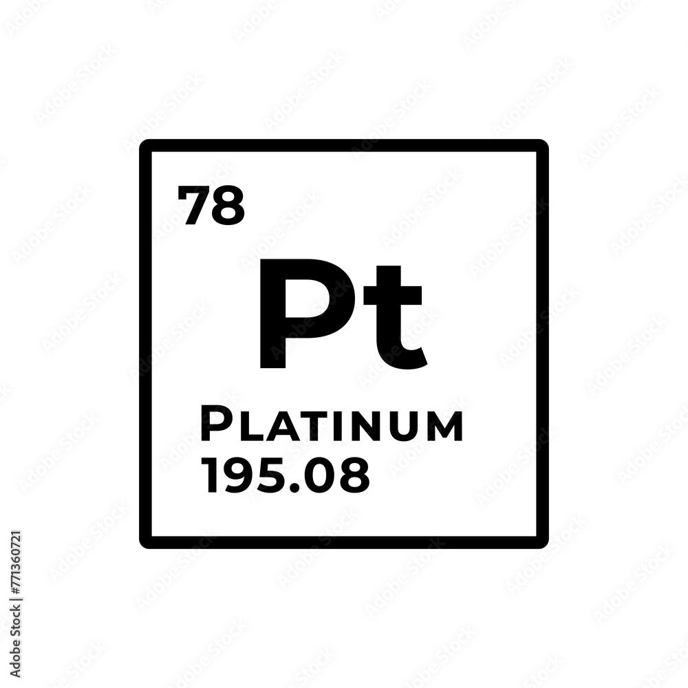 Platinum, chemical element of the periodic table graphic design Platinum, chemical element of the periodic table graphic design