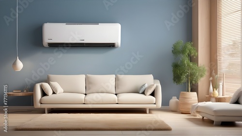 Cool, new air is blasted by the wall-mounted air conditioner. Close the air conditioner