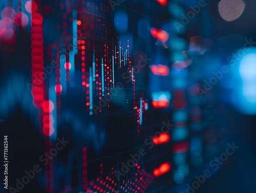 Vibrant Uptrend Market Graph with Candlestick Financial Data on Digital Monitor Display